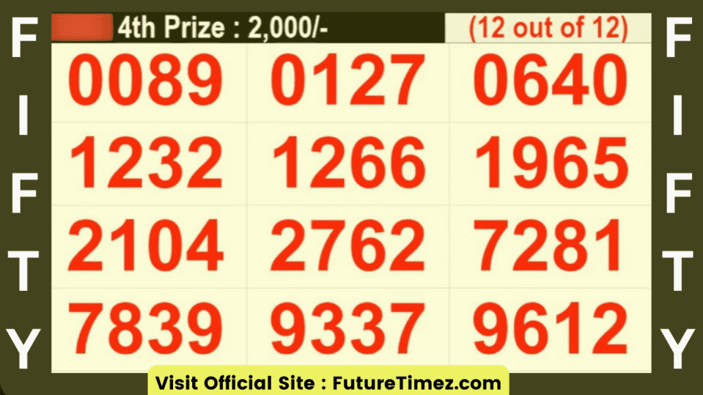 50 50 lottery result today